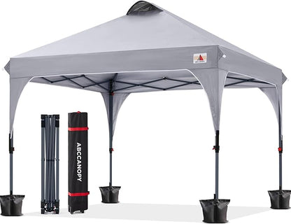 ABCCANOPY Outdoor Pop up Canopy Tent, 10x10 Instant Portable Canopy for Camping, Beach, Backyard,Gray