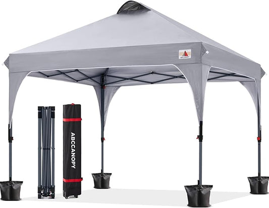 ABCCANOPY Outdoor Pop up Canopy Tent, 10x10 Instant Portable Canopy for Camping, Beach, Backyard,Gray