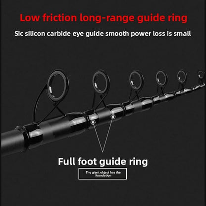 Telescopic Fishing Rod and Reel Combination, 240 Cm Carbon Fiber Rod, Adult Foldable Fishing Rod Suitable for Freshwater and Salt Water