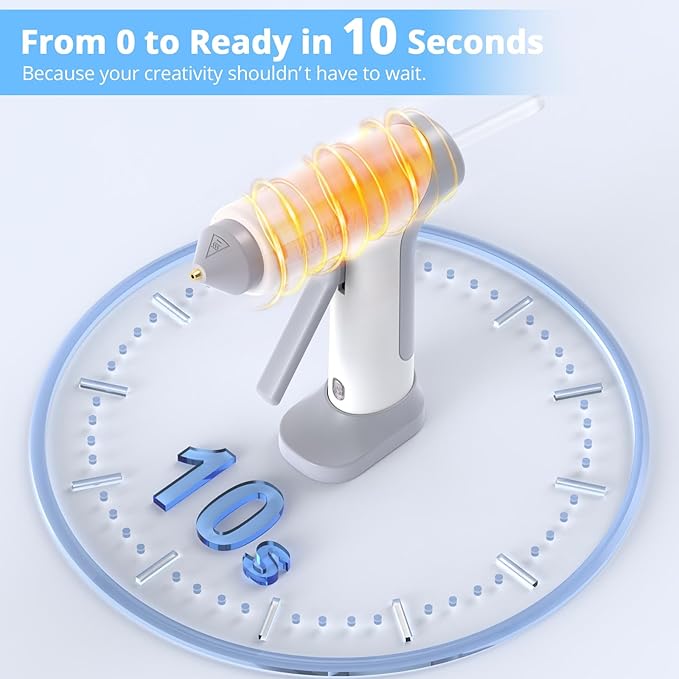 Cordless Hot Glue Gun 4V 20W, 10s Fast Preheat, 30PCS Mini Glue Sticks 7x100mm, Type-C Rechargeable, Anti-Drip, Auto-Off, for DIY Crafts, Repair, Decoration (White)