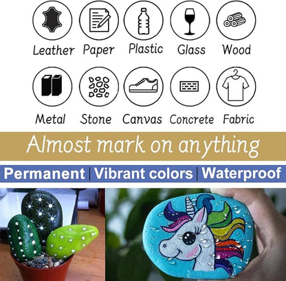 Overseas Paint Pens Paint Markers - Red Permanent Markers 8 Pack, Oil Based Waterproof Quick Dry Medium Tip Marker Pen for Metal, Wood, Fabric, Plastic, Rock, Stone, Mugs, Canvas, Glass, Art Craft