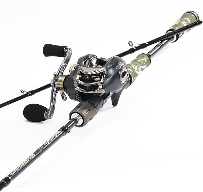 Sougayilang BD Fishing Rod and Reel Combos, Spinning & Casting Fishing Combo,30Ton+24Ton Graphite 2 Pc Fishing Poles with SuperPolymer Handle, “S” Style Hook Keeper(1 Pack)