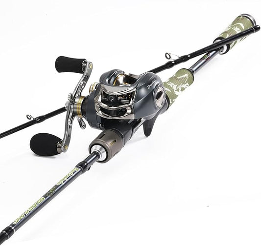 Sougayilang BD Fishing Rod and Reel Combos, Spinning & Casting Fishing Combo,30Ton+24Ton Graphite 2 Pc Fishing Poles with SuperPolymer Handle, “S” Style Hook Keeper(1 Pack)