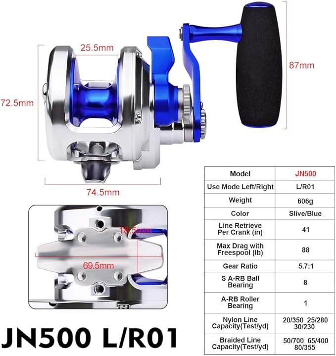 PROBEROS Conventional Reel Trolling Reels - Lever Drag Deep Sea Ocean Big Game Offshore Jigging Fishing Reels