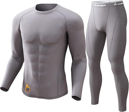 CL convallaria Thermal Underwear for Men Long Johns Fleece Lined Hunting Gear Set Base Layer for Cold Weather XS-4XL