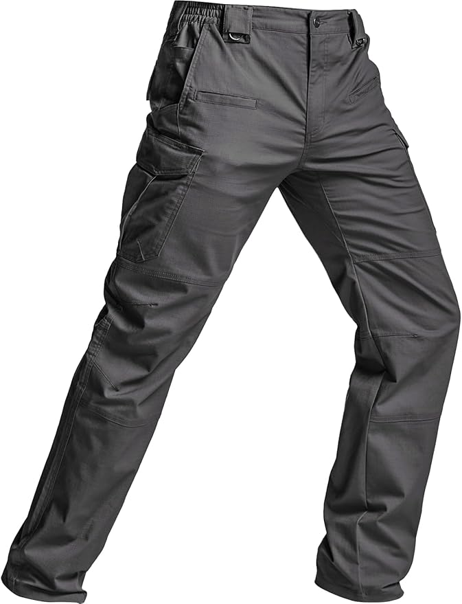 CQR Men's Flex Stretch Tactical Pants, Water Resistant Ripstop Cargo Pants, Lightweight EDC Outdoor Work Hiking Pants