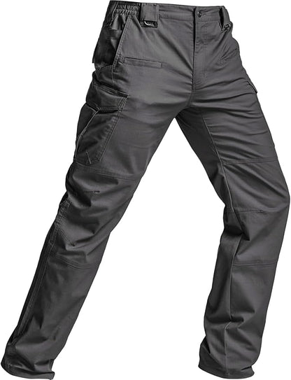 CQR Men's Flex Stretch Tactical Pants, Water Resistant Ripstop Cargo Pants, Lightweight EDC Outdoor Work Hiking Pants