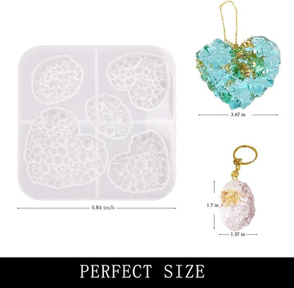Crystal Stones Pendant Resin Molds, 5-Cavity Necklace Jewelry Silicone Molds for Epoxy Resin, DIY Casting Craft Mold for Keychain Jewelry Making