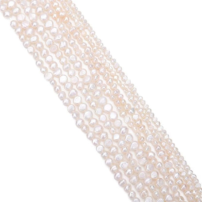 Natural Pearl Beads Side Hole 6-7mm White Freshwater Cultured Loose Gemstone Beads for DIY Jewelry Making 13.8''/Strand