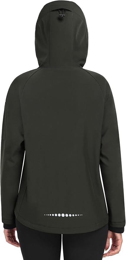 MoFiz Women's Fleece Lined Softshell Jacket Hooded Windproof Lightweight Insulated Jacket Full Zip Warm Coat