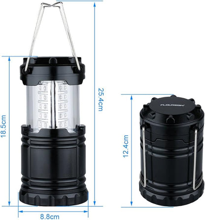 Lightahead Set of 4 Portable Outdoor LED Camping Lantern, Black, Collapsible. Great for Emergency, Tent Light, Backpacking (Without Battery)