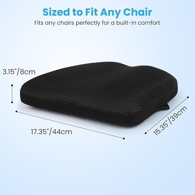 Office Chair Cushion - More Breathable Pressure Relief Seat Cushion with Hours Sitting on Gaming/Car/Wheelchair, Soft Extra-Dense Air Fiber for Orthopedic Coccyx, Sciatica & Hip Support