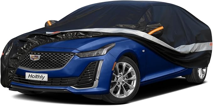 10 Layers Sedan Car Cover Waterproof All Weather for Automobiles,100% Waterproof Outdoor Car Covers Rain Snow UV Dust Protection. Custom Fit for Lexus ES, Cadillac CT5, CTS, Buick LaCrosse,etc