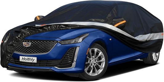 10 Layers Sedan Car Cover Waterproof All Weather for Automobiles,100% Waterproof Outdoor Car Covers Rain Snow UV Dust Protection. Custom Fit for Lexus ES, Cadillac CT5, CTS, Buick LaCrosse,etc