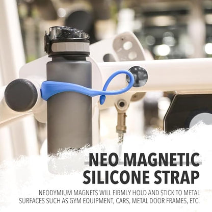 Neo Magnetic Silicone Ring Strap for Water Bottle - Water Tumbler Strap Versatile Sports Bottle Ring - Water Bottle Carrier Strap for Gym, Backpack, Belt, Hiking, Outdoors & More (Sky Blue)