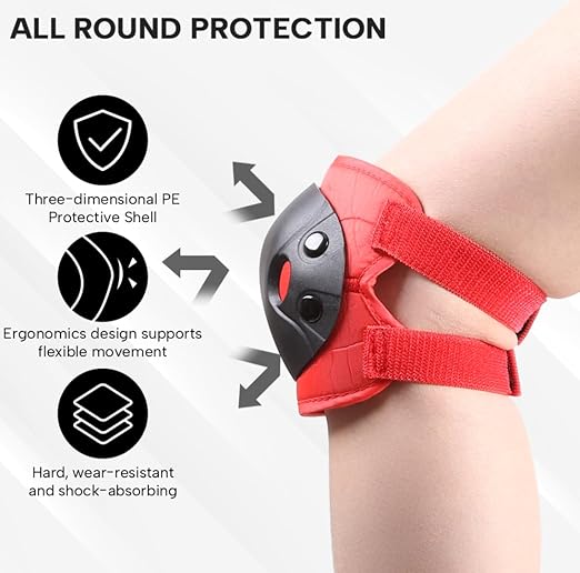 Cockchafer Kids and Youth Knee Elbow Wrist Guards Protective Gear Set for Skateboarding, Roller Skating, Inline Skating, Scooter Riding, BMX Biking (Red, Small)