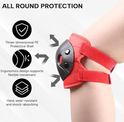 Cockchafer Kids and Youth Knee Elbow Wrist Guards Protective Gear Set for Skateboarding, Roller Skating, Inline Skating, Scooter Riding, BMX Biking (Red, Small)