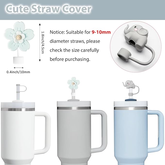 Stanley Cup Accessories Set - 6 Pcs Silicone Spill Proof Stopper, 2 Straw Cover Caps, 1 Silicone Boot for 40/30oz Tumbler (Fog)