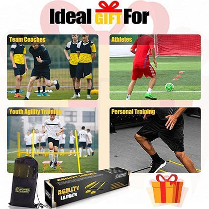 POWER GUIDANCE Agility Ladder (20 Feet) with Cones for Speed Agility Training & Quick Footwork Exercise - Soccer & Football Training Equipment for Adults, Youth & Kids