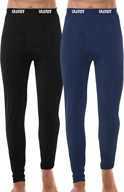 URATOT Men's Thermal Underwear Bottom Fleece Long Johns for Men Soft Warm Base Layer Thermal Pants for Cold Weather