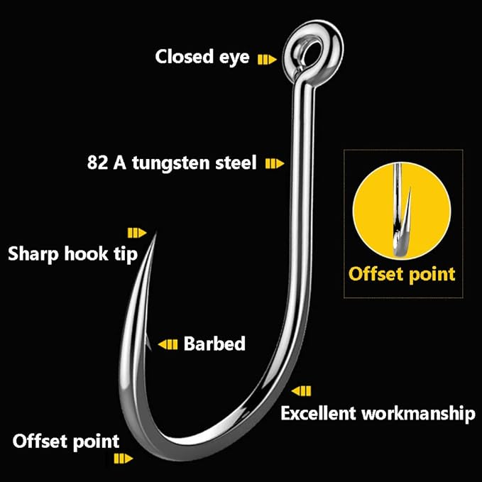 Dyxssm 150pcs/lot Circle Fishing Hooks Extra Strength Octopus Barb Fishing Hook with Offset Ponit