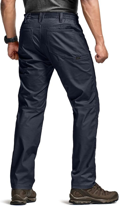 CQR Men's Flex Stretch Tactical Pants, Water Resistant Ripstop Cargo Pants, Lightweight EDC Outdoor Work Hiking Pants