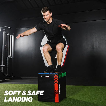 Titan Fitness Heavy Foam Plyometric Box - Pro-Duty HIIT Exercise Foam Plyo Step-Up, Box Squat, Home Garage Gym Training, Youth & Regular Sizes