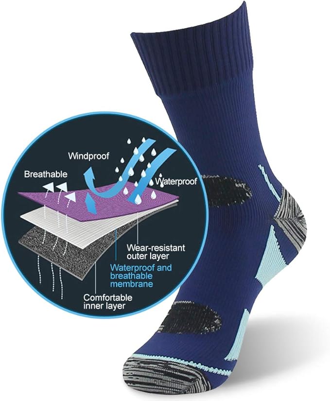 RANDY SUN Waterproof Socks, Unisex Hiking Wading Trail Running Kayaking Crew Socks