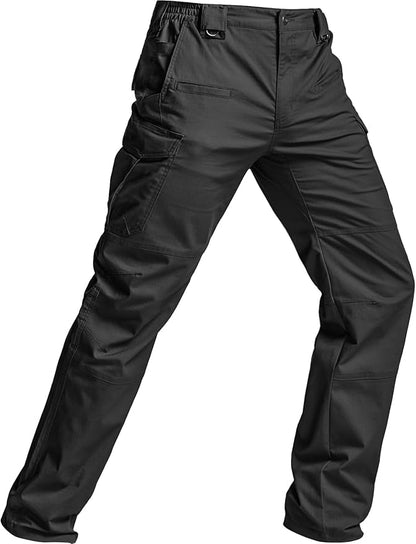 CQR Men's Flex Stretch Tactical Pants, Water Resistant Ripstop Cargo Pants, Lightweight EDC Outdoor Work Hiking Pants