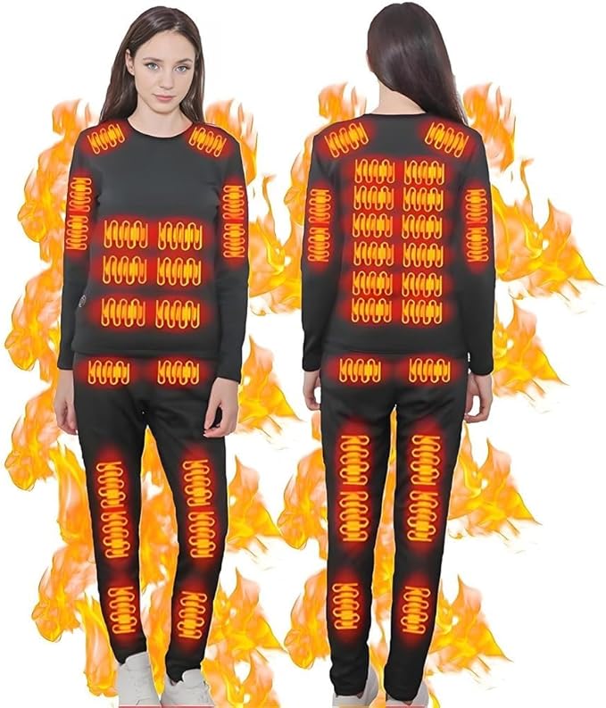 Heated Thermal Underwear for Men Women USB 42 Zone Intelligent Heated Thermals top and Heated Pants Set & XS-4XL