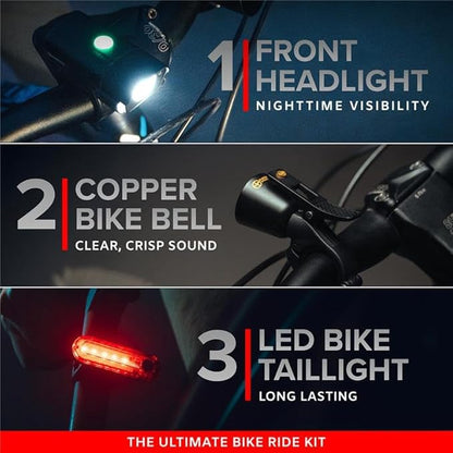 Bike Lights Front & Back – Bicycle Headlight & Taillight Set – Powerful 540 Lumens LED – USB-C Rechargeable – New 2025 Bike Safety Equipment for Night Riding (Optional - Premium Bike Bell)