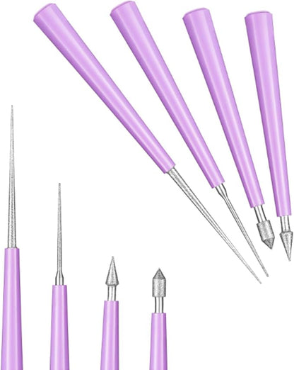 4 PCS Bead Reamer Tool for Jewelry Making - Diamond Tipped Set, Craft Beading Hole Enlarger, Burr Remover, Bead Expander for Glass, Plastic, Metal, Wood, DIY Jewelry Crafting