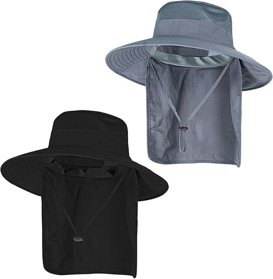 Sun Hats for Men Women Fishing Hat UPF 50+ Breathable Wide Brim Bucket Hats Summer UV Protection Safari Hat with Neck Flap