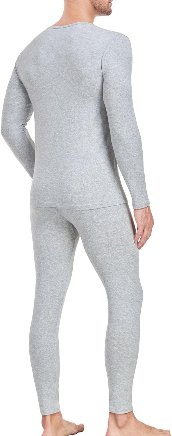 wirarpa Men's Cotton Long Johns Thermal Underwear Set Base Layer Lightweight Long Sleeve Top and Bottom
