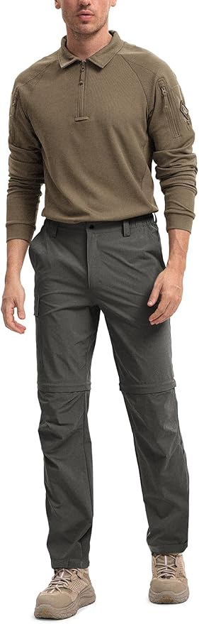 Moosehill Men's-Hiking-Pants Convertible Quick-Dry Water-Resistant Lightweight Zip-Off Outdoor with 5 Deep Pockets