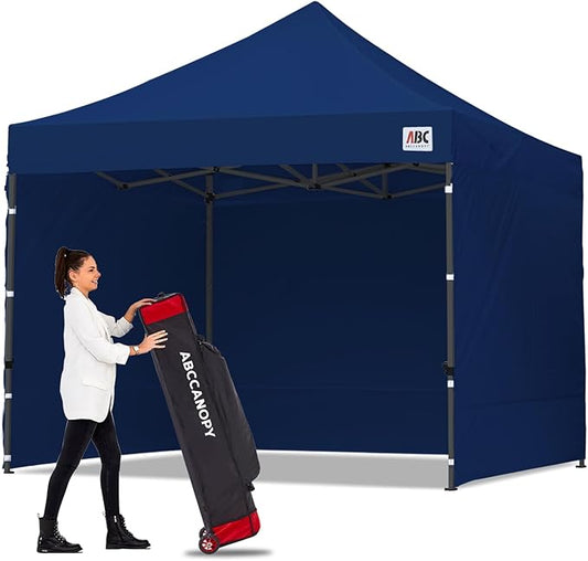 ABCCANOPY Heavy Duty Easy Pop up Canopy Tent with Sidewalls 10x10, Navy Blue