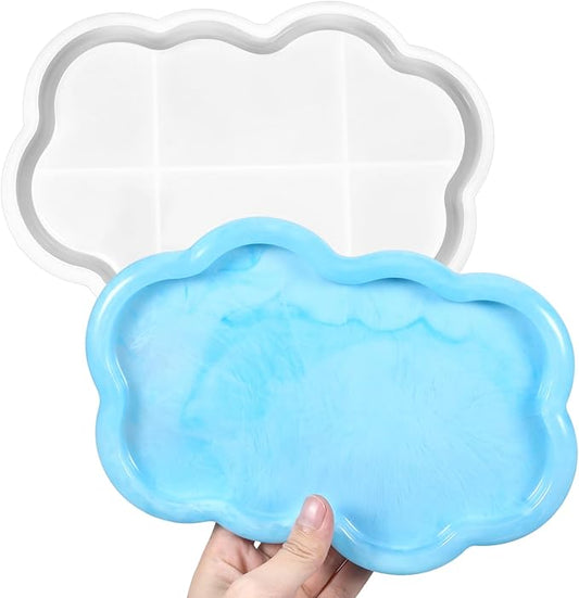 Cloud Shape Tray Silicone Mold, Silicone Molds for Epoxy Resin, for DIY Handmade Decorative Crafts, Jewelry Bases, Plates, Candle Holders, Containers