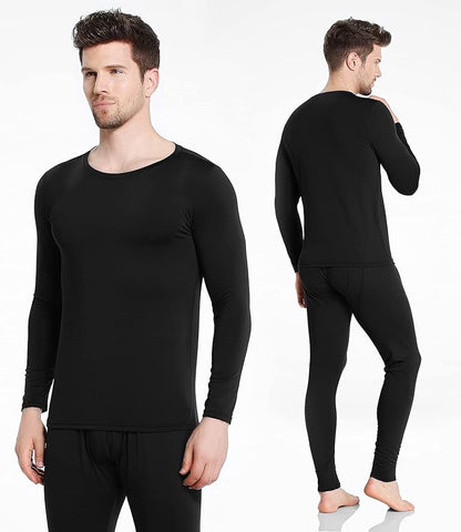 Mens Thermal Underwear Set with Lightweight Ultra Soft Fleece Lined,Long John Set, Skiing Base Layer