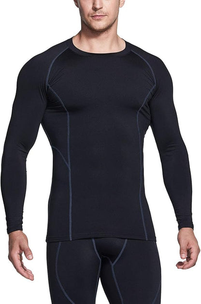 TSLA Men's Thermal Long Sleeve Compression Shirts, Athletic Base Layer Top, Winter Gear Running T-Shirt