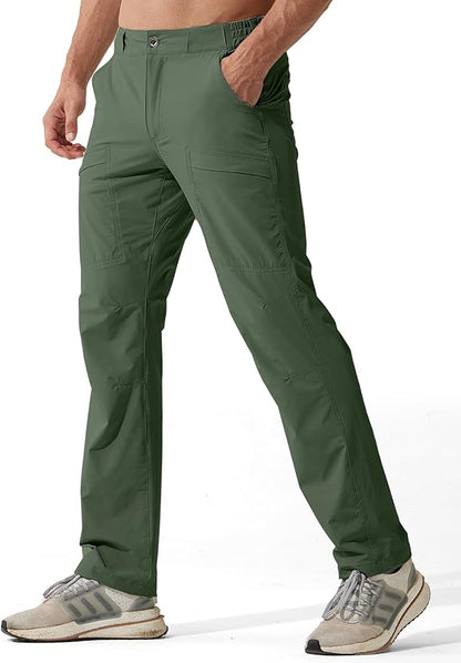 FREE SOLDIER Men's Outdoor Cargo Hiking Pants with Belt Lightweight Waterproof Quick Dry Tactical Pants Nylon Spandex
