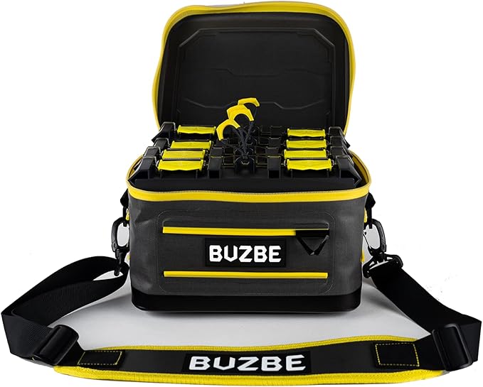 BUZBE Swarm 15 Modular Dry Bag, Premium Waterproof, Customizable Fishing Bag, Compact, Saltwater Ready, Grey and Yellow