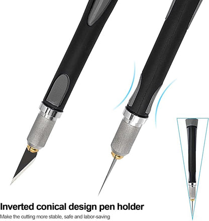 EHDIS Precision Hobby Knife Set Utility Craft Knife Kit with 10PCS Blades for Art, Working-Stencil, Scoring, Scrapbooking, Architecture Modeling, Crafting-Grey