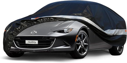 10 Layers Car Cover Waterproof All Weather for Coupe Hatchback,100% Waterproof Outdoor Car Covers Custom Fit for Mazda Miata MX5 MX-5, Toyota Mr2, Pontiac Solstice, Kia Rio, etc