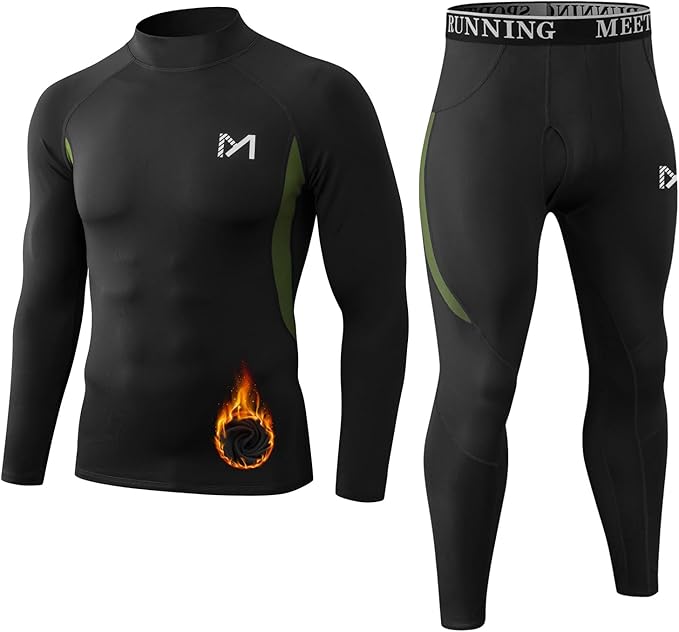 Thermal Underwear for Men, Winter Gear Long Johns Base Layer Top and Bottom Set for Skiing Running