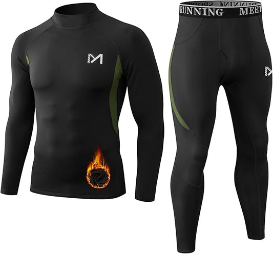 Thermal Underwear for Men, Winter Gear Long Johns Base Layer Top and Bottom Set for Skiing Running