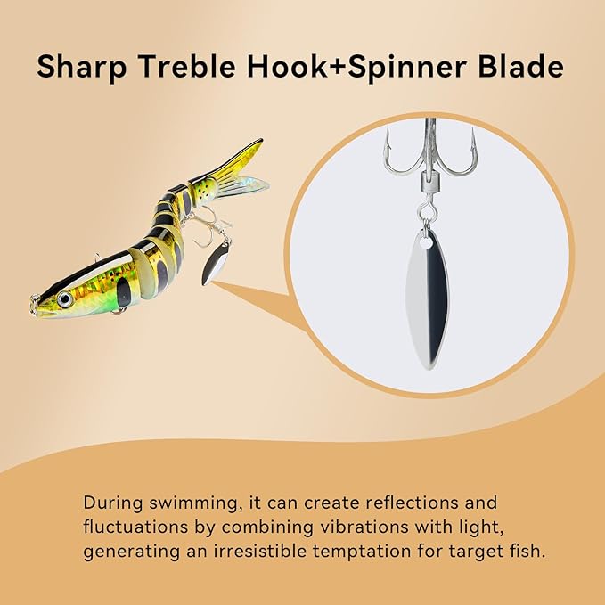 Fishing Lures with Spinner Baits Blades for Topwater, Swimbait for Trout and Bass Slow Sinking, 5pcs Fishing Hard Baits