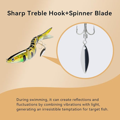 Fishing Lures with Spinner Baits Blades for Topwater, Swimbait for Trout and Bass Slow Sinking, 5pcs Fishing Hard Baits