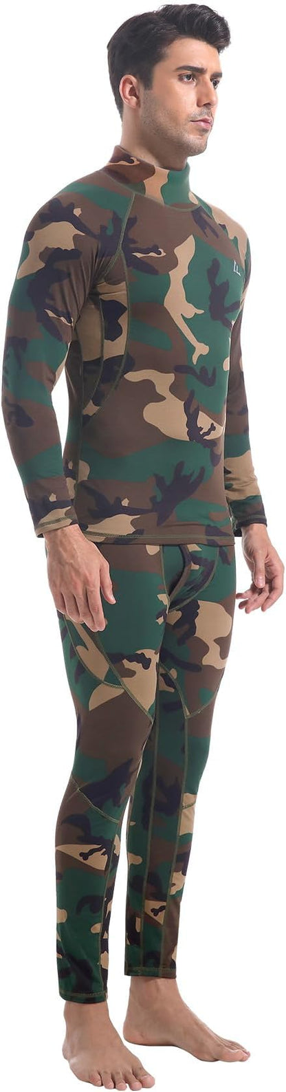 CL convallaria Mens Thermal Underwear Set with Fly Long Johns Base Layer Winter Hunting Gear Sport Top and Bottom