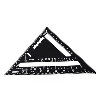 7 inch Rafter Square Triangle Ruler Angle Ruler Aluminum Alloy Double Scale Carpenter Triangle Square Rafter Tool Mensurement Tool for Woodworking and Carpentry