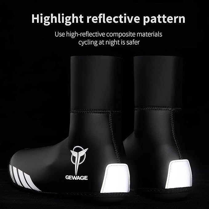GEWAGE Cycling Shoe Covers Winter Thermal Warm Cycling Overshoes Water Resistant Windproof Bike Bicycle Shoe Covers for Man Woman (Black, XX-Large)